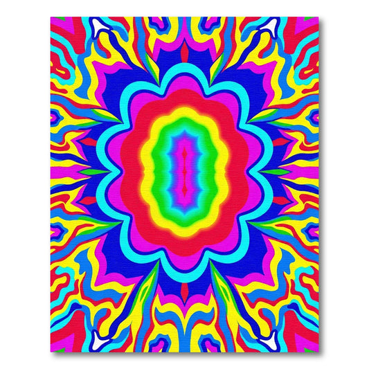 Vibrant Psychedelic Swirl Flower Rug
