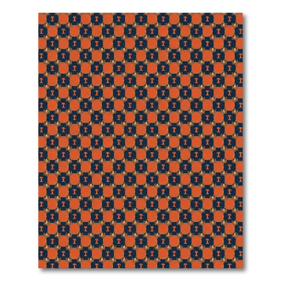 Orange Navy Abstract T Grid Rug