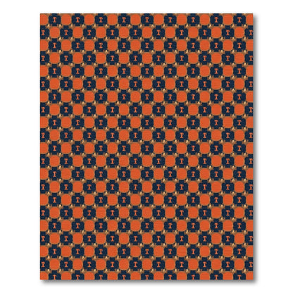 Orange Navy Abstract T Grid Rug