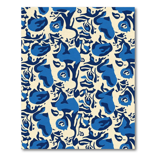 Deep Blue Floral Abstract Rug