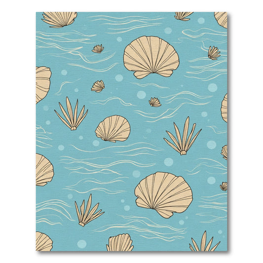 Nautical Shell Seaweed Waves Rug
