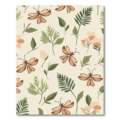 Whimsical Brown Butterfly Garden Foliage Rug