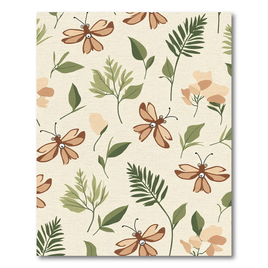 Whimsical Brown Butterfly Garden Foliage Rug