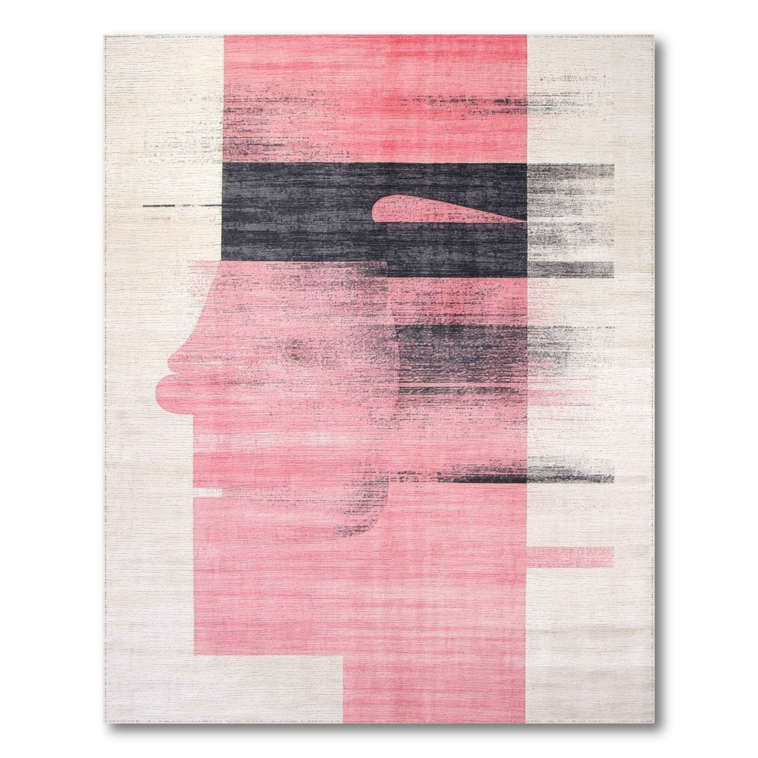 Pink Abstract Face Silhouette Rug
