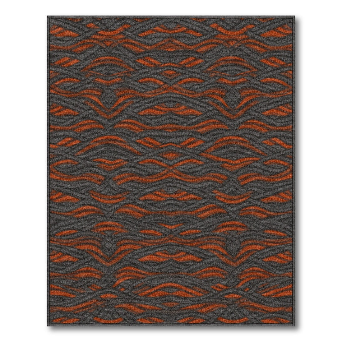 Bold Orange Wave Geometric Area Rug