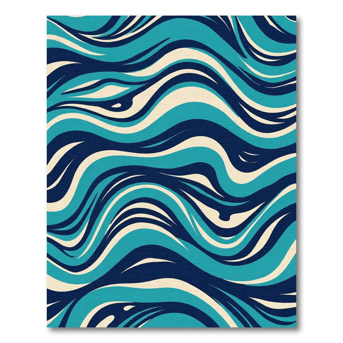 Deep Blue Cream Swirling Waves Rug
