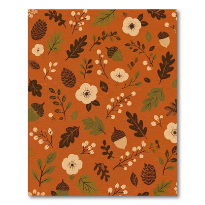 Orange Autumn Floral Acorn Area Rug