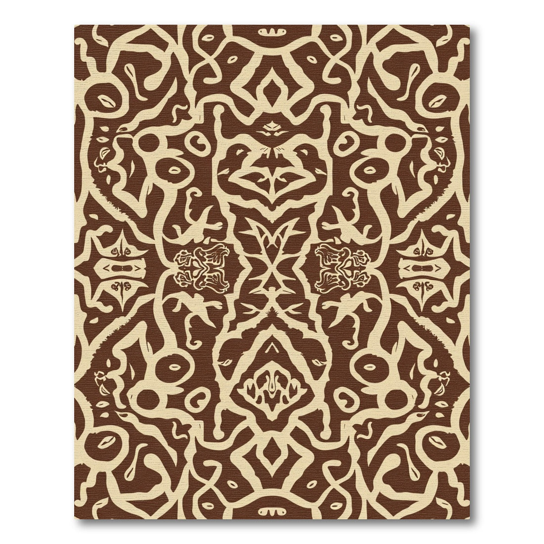 Chocolate Beige Arabesque Swirl Rug