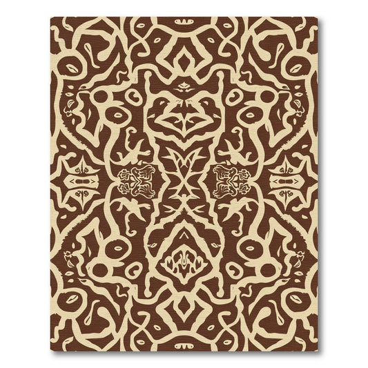 Chocolate Beige Arabesque Swirl Rug