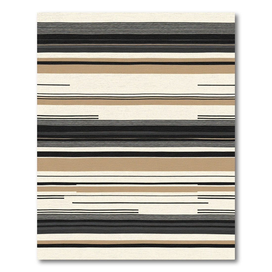 Contemporary Cream Black Tan Stripe Rug