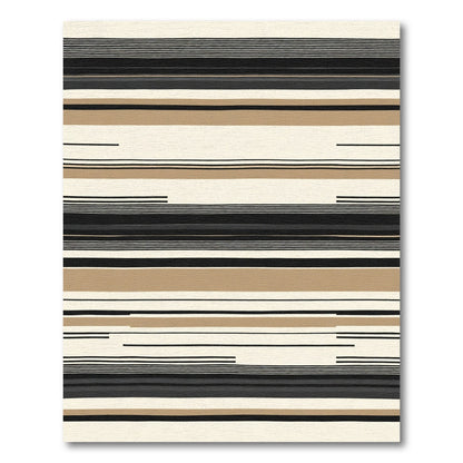 Contemporary Cream Black Tan Stripe Rug