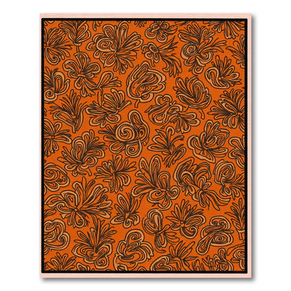 Orange Swirling Botanical Leaf Collage Rug