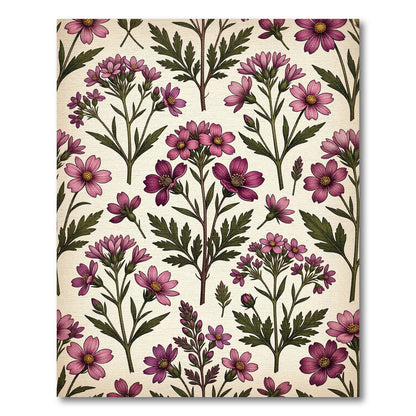 Vibrant Fuchsia Floral Botanical Composition Rug