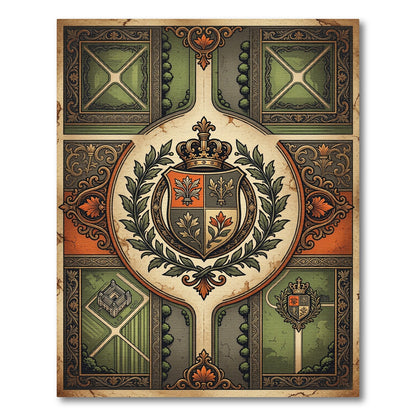 Ornate Crest Garden Scrollwork Rug