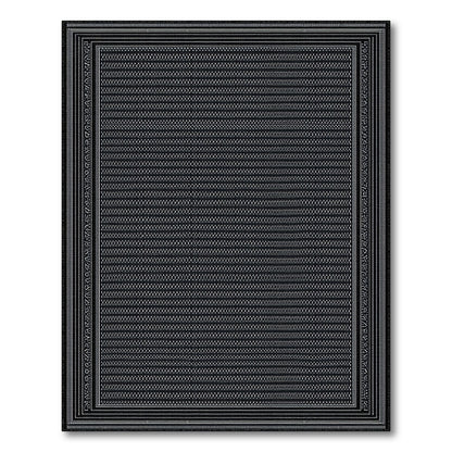 Black White Ornate Border Area Rug