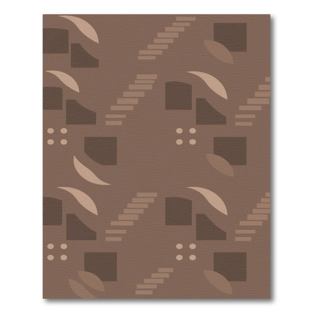 Brown Geometric Stair Motif Area Rug