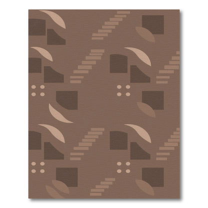 Brown Geometric Stair Motif Area Rug
