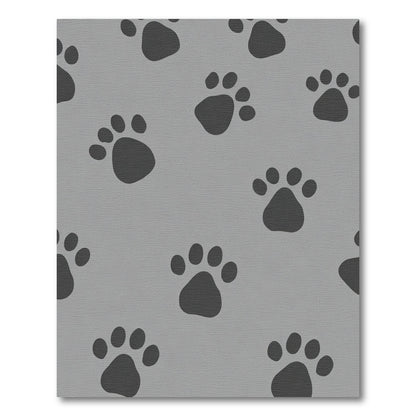 Gray Paw Print Pattern Rug