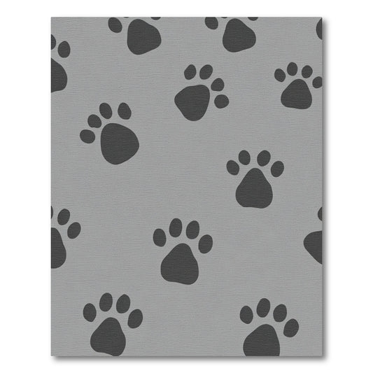Gray Paw Print Pattern Rug