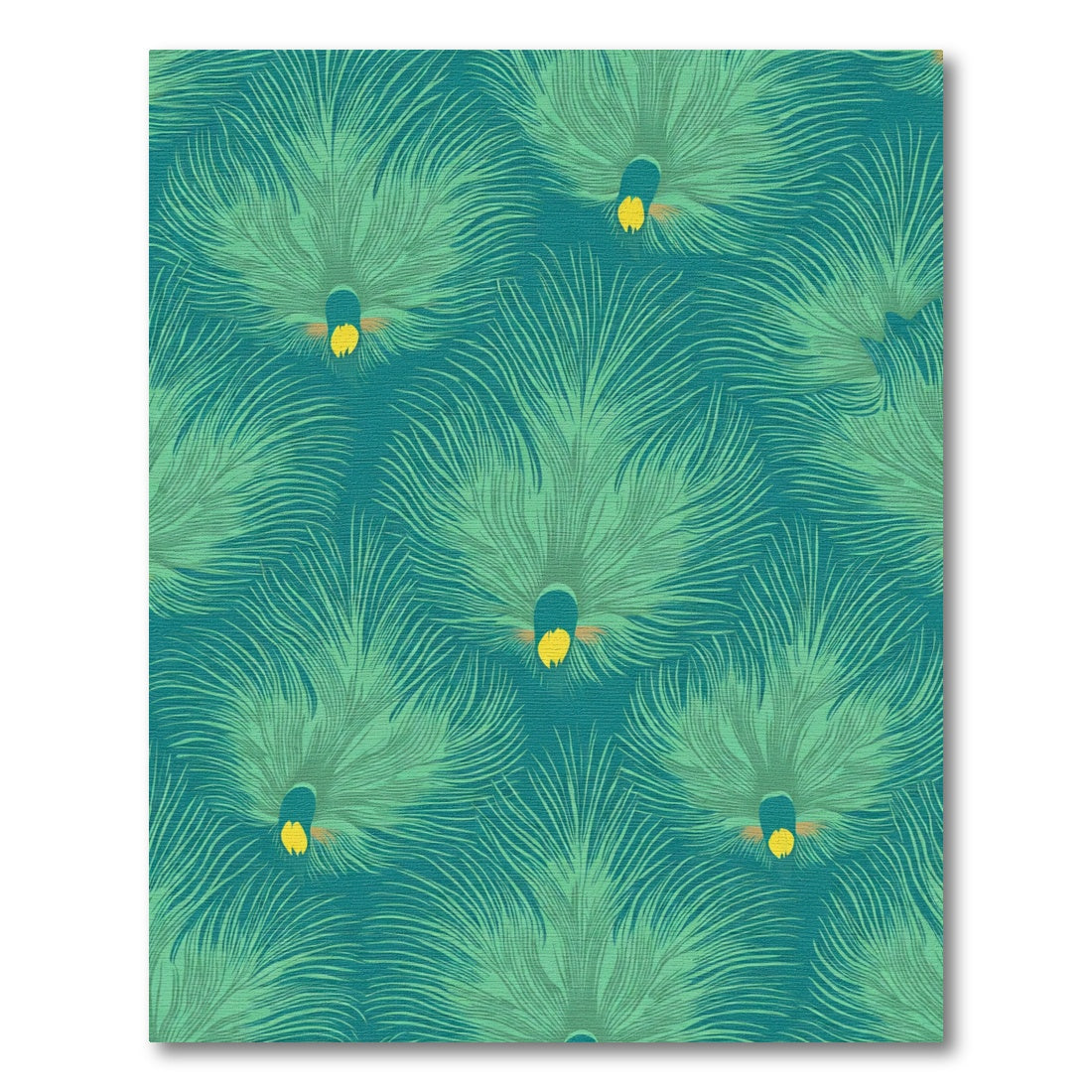 Teal Green Peacock Feather Pattern Rug