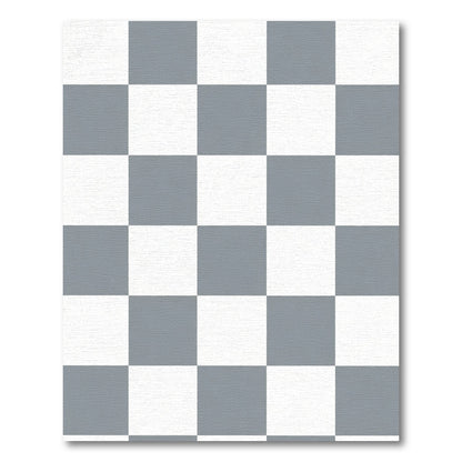Gray White Checkerboard Grid Rug