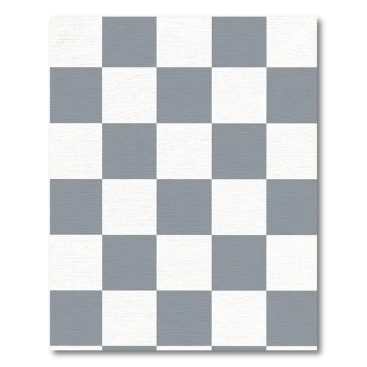Gray White Checkerboard Grid Rug
