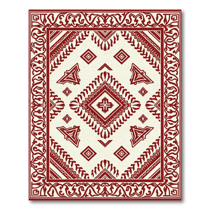 Crimson Medieval Diamond Medallion Rug