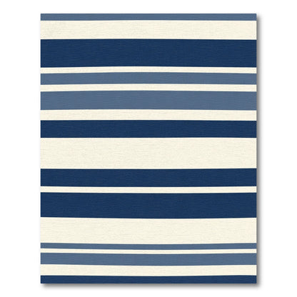 Deep Blue Horizontal Stripe Rug