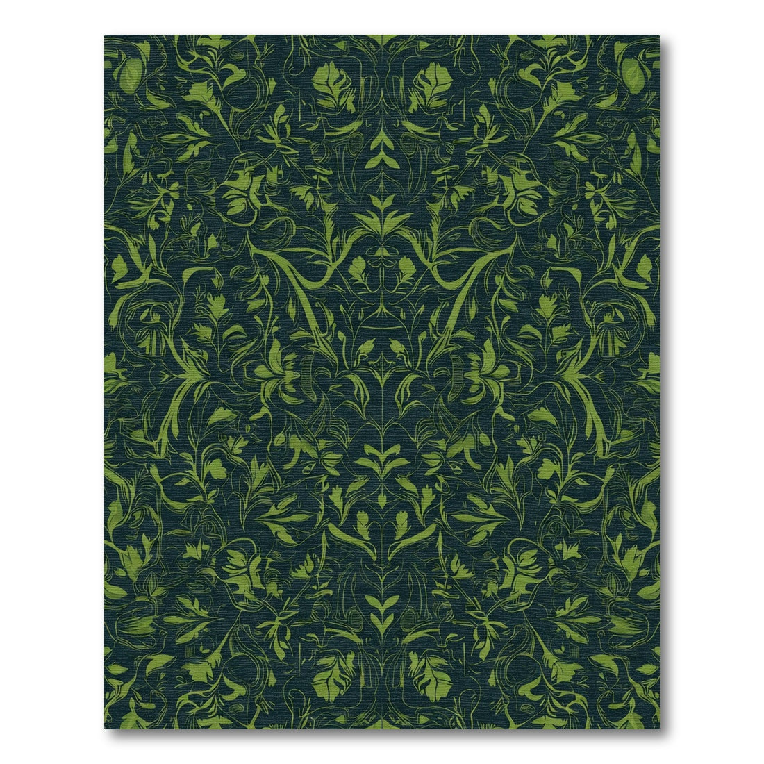 Dark Emerald Green Floral Damask Rug