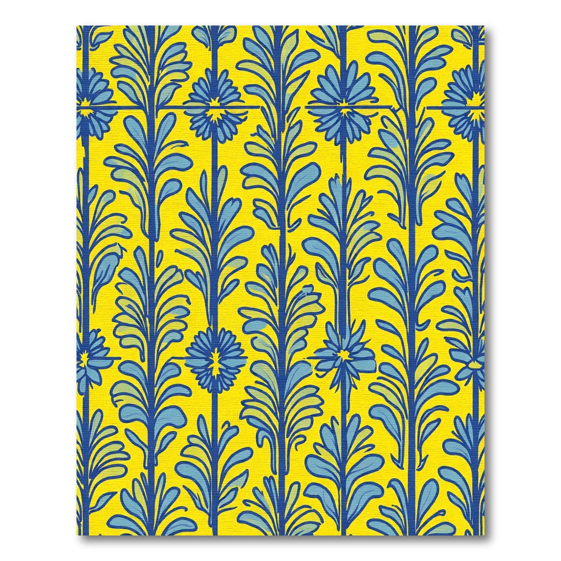 Sunny Yellow Blue Floral Vine Rug