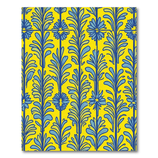 Sunny Yellow Blue Floral Vine Rug