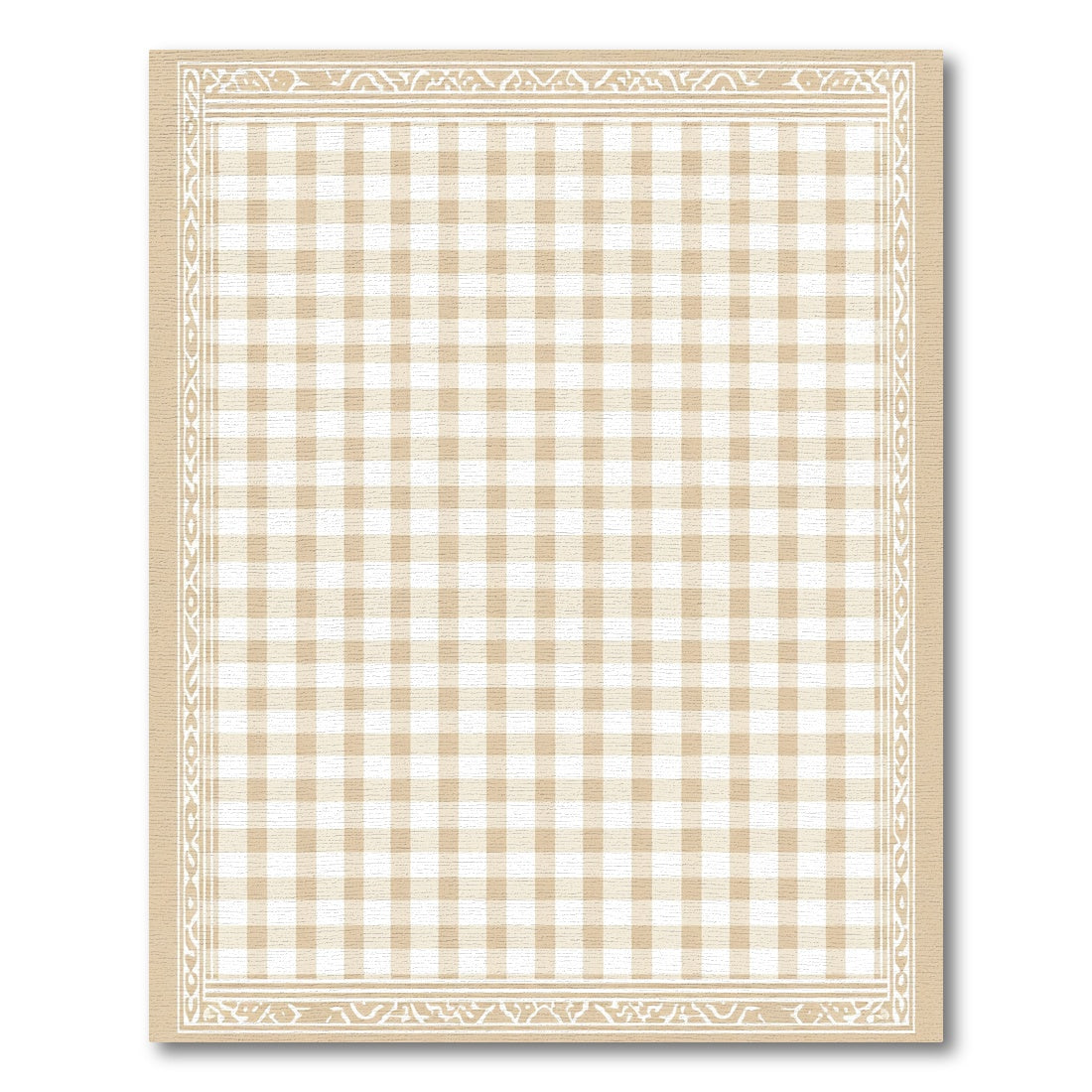 Neutral Gingham Border Rug