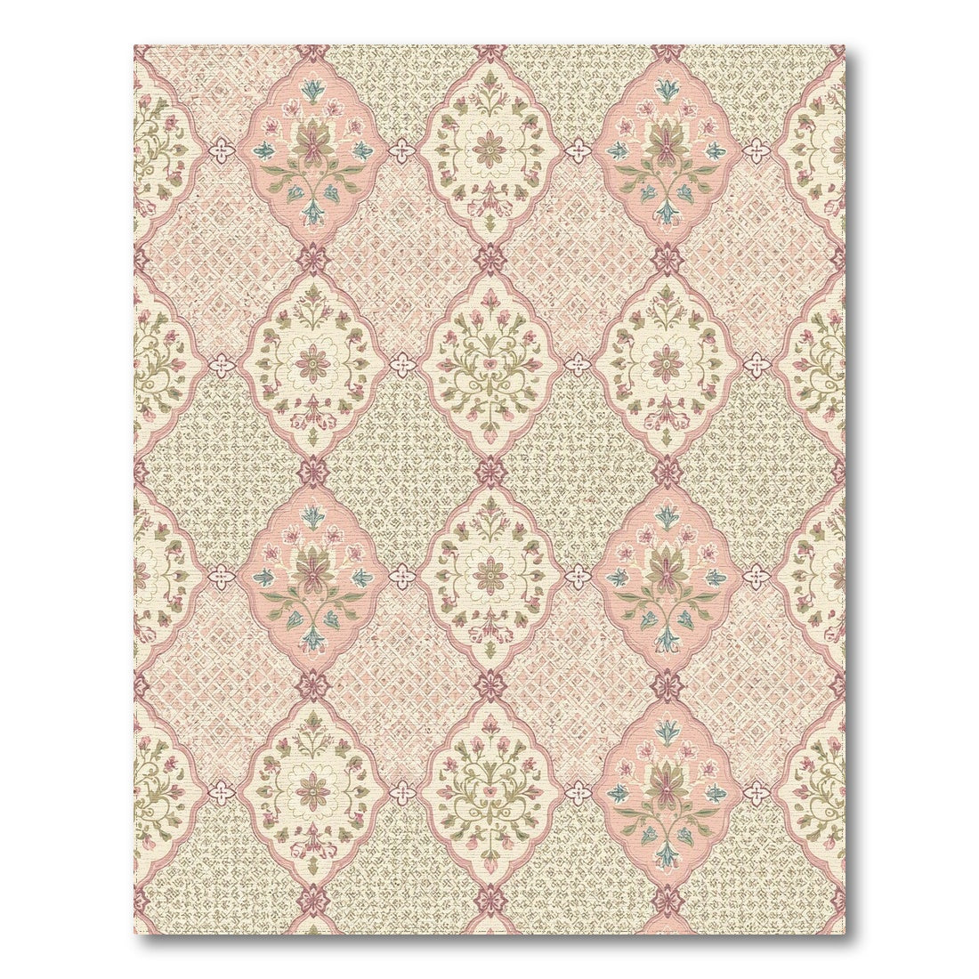 Pink Floral Vintage Washable Area Rug