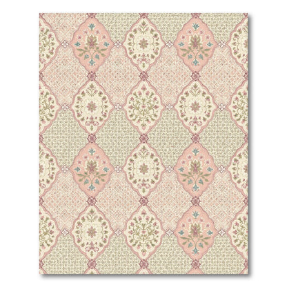 Pink Floral Vintage Washable Area Rug