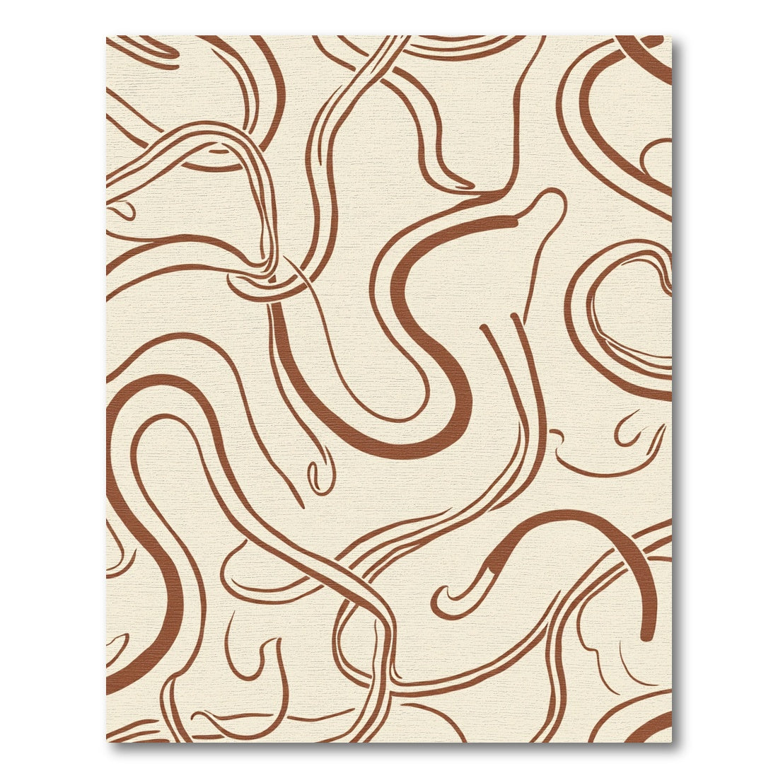 Cream Brown Swirling Flow Lines Rug