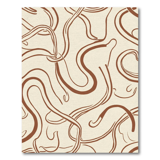 Cream Brown Swirling Flow Lines Rug