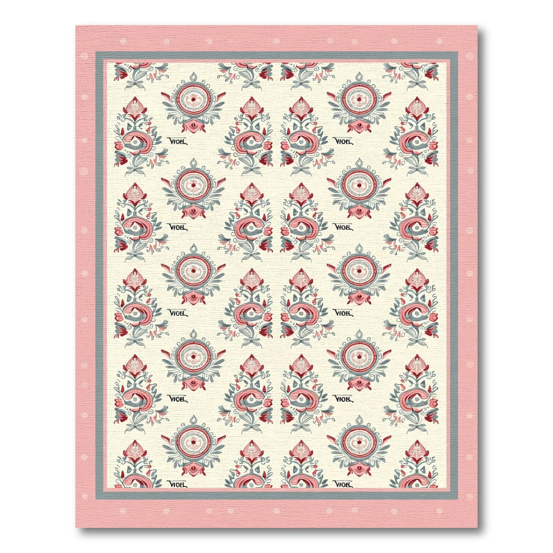 Vintage Pink Floral Paisley medallion Rug