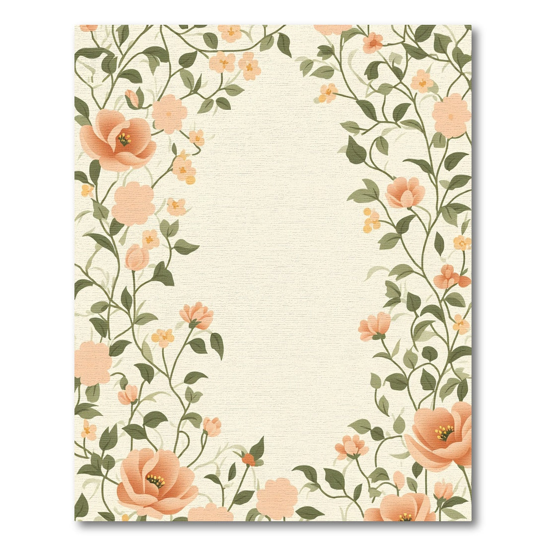 Coral Floral Vine Border Rug