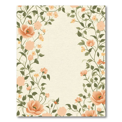 Coral Floral Vine Border Rug