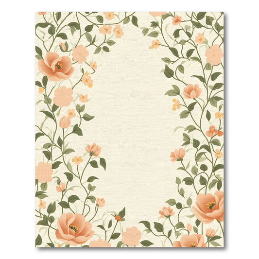 Coral Floral Vine Border Rug