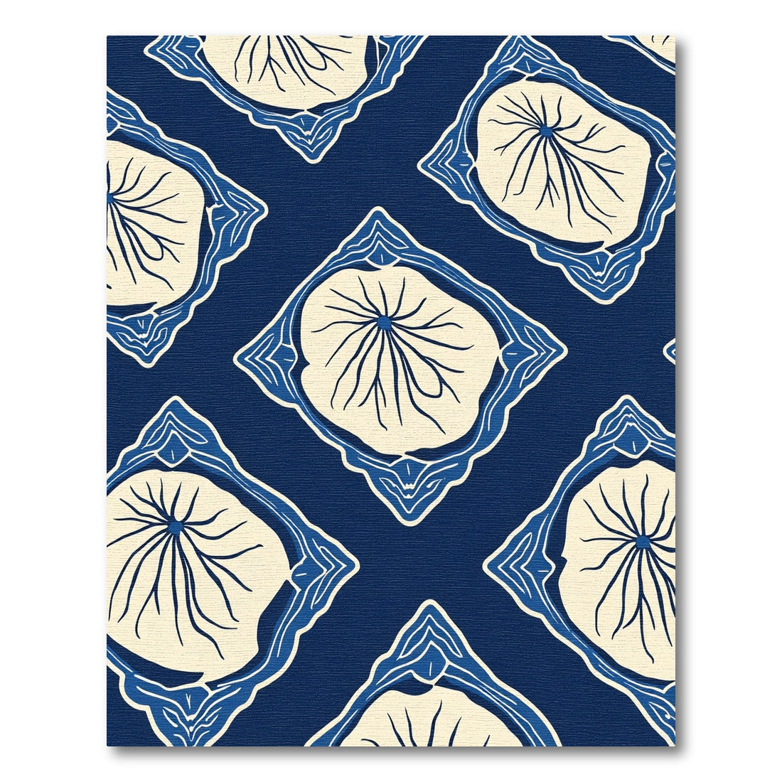 Indigo Cream Diamond Lotus Rug