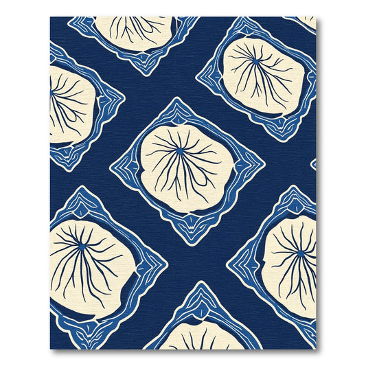 Indigo Cream Diamond Lotus Rug