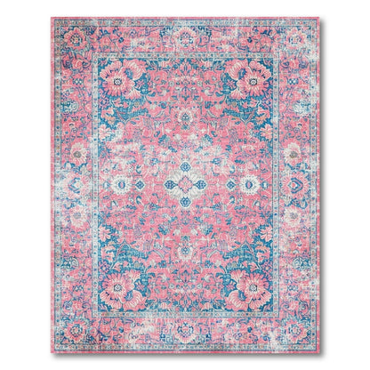 Pink Distressed Vintage Pink Floral Distressed Vintage Area Rug