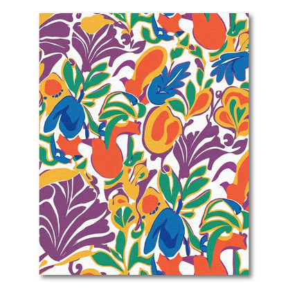 Vibrant Floral Foliage Abstract Rug