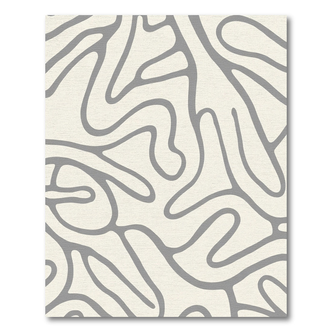 Cream Gray Organic Wavy Lines Rug