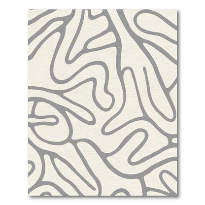 Cream Gray Organic Wavy Lines Rug