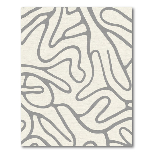 Cream Gray Organic Wavy Lines Rug