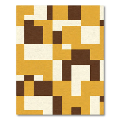Modern Geometric Ochre Brown Rug