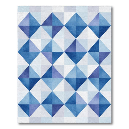 Blue Geometric Diamond Area Rug
