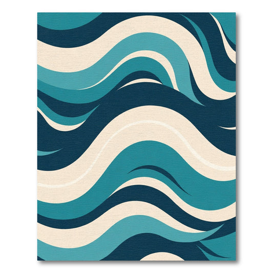 Deep Blue Wave Flow Rug